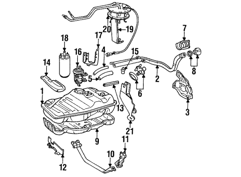 1991 Toyota Land Cruiser Senders Fuel Pump Diagram for 23220-43070