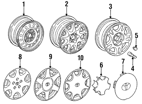 1995 Toyota Camry Wheels, Covers & Trim Center Cap Diagram for 42603-32160