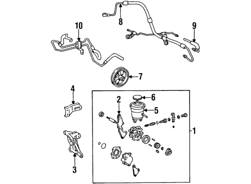 1996 Toyota Corolla P/S Pump & Hoses, Steering Gear & Linkage Pressure Hose Diagram for 44410-12492