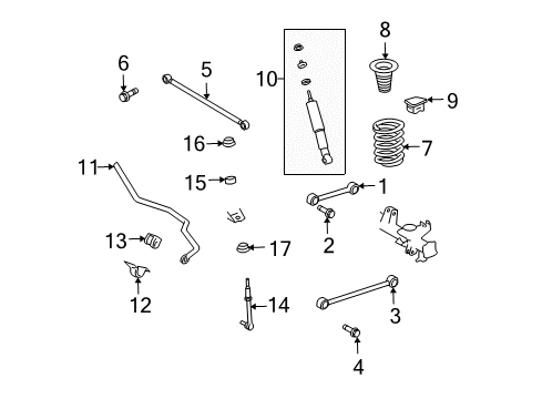 2013 Toyota FJ Cruiser Rear Suspension Components, Lower Control Arm, Upper Control Arm, Stabilizer Bar Coil Spring Diagram for 48231-35420