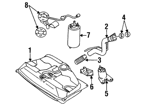 1988 Toyota Corolla Fuel Supply Tank Assy, Fuel Diagram for 77001-19315
