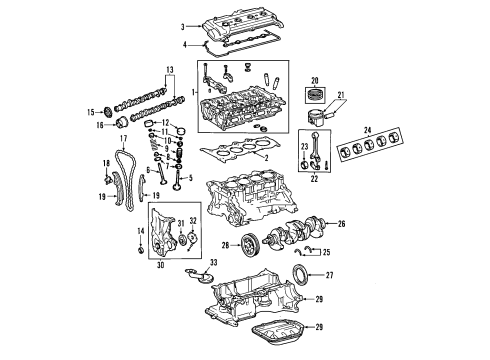 2009 Toyota Prius Engine Parts, Mounts, Cylinder Head & Valves, Camshaft & Timing, Oil Pan, Oil Pump, Crankshaft & Bearings, Pistons, Rings & Bearings Piston Ring Set Diagram for 13011-21130