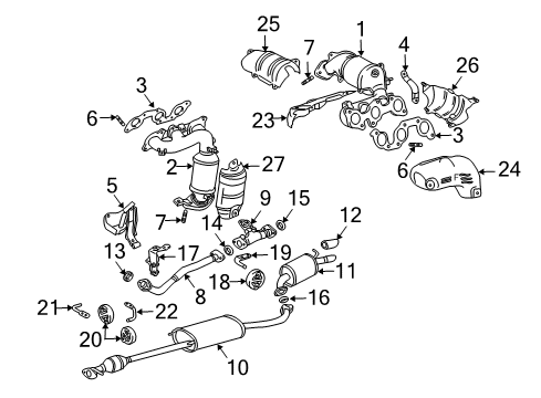 2005 Lexus RX330 Exhaust Manifold Resonator & Pipe Gasket Diagram for 17451-0A010