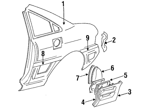 1992 Toyota MR2 Quarter Panel & Components, Exterior Trim Cable Sub-Assy, Fuel Lid Lock Control Diagram for 77035-17060