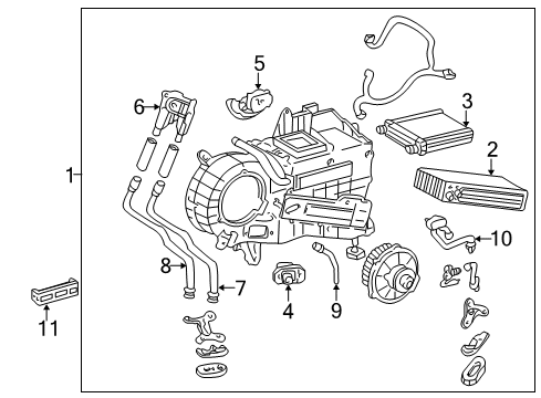 2003 Toyota Sequoia Auxiliary Heater & A/C Evaporator Assembly Cover Diagram for 88892-0C010