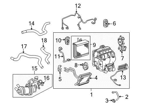 2009 Toyota Camry Air Conditioner AC & Heater Assembly Diagram for 87050-33613