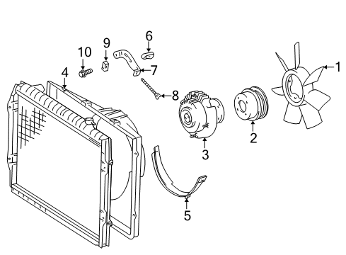 2002 Toyota Tacoma Cooling System, Radiator, Water Pump, Cooling Fan Adjust Bar Slider Diagram for 16385-75030