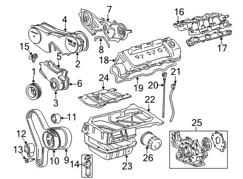 2000 Toyota Camry Powertrain Control Belt Tensioner Diagram for 13553-62020