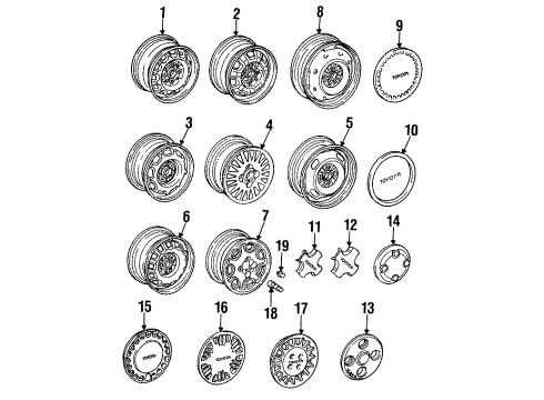 1990 Toyota Corolla Wheels Wheel Nut Diagram for 90942-01021