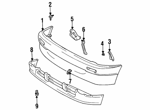 1995 Toyota T100 Front Bumper Face Bar Diagram for 52101-34020