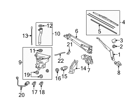 2015 Toyota 4Runner Wiper & Washer Components Weatherstrip Hood Nozzle Diagram for 85381-12310