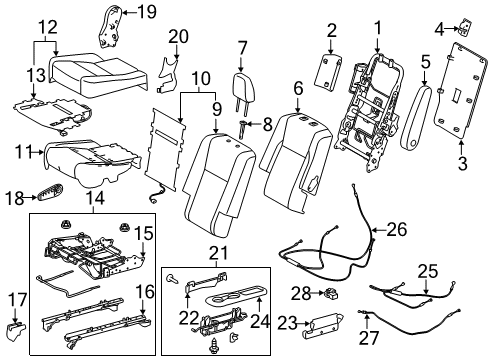 2019 Toyota Highlander Second Row Seats Armrest Diagram for 72810-0E021-C5