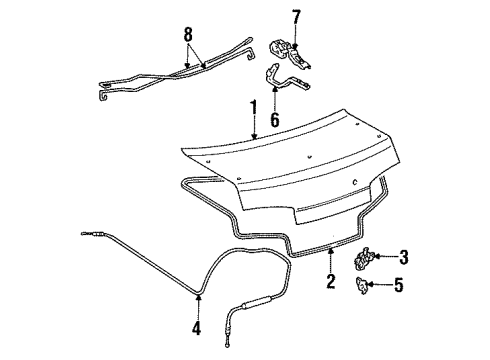 1992 Toyota Paseo Trunk Lock Diagram for 64610-16082