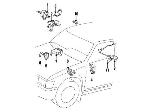 1993 Toyota Pickup Cruise Control System Sensor, Skid Control Diagram for 89544-35020