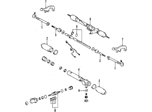1987 Toyota Van P/S Pump & Hoses, Steering Gear & Linkage Tie Rod Assembly Diagram for 45460-29295
