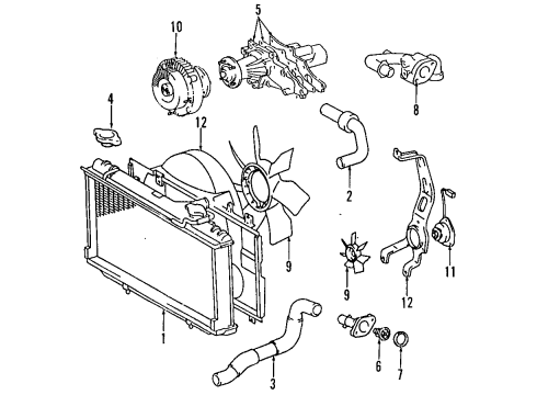 1996 Toyota Supra Cooling System, Radiator, Water Pump, Cooling Fan Radiator Assembly Diagram for 16400-46320