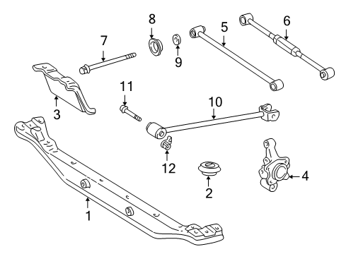 2001 Toyota Corolla Rear Suspension Components, Stabilizer Bar Brace, Rear Suspension Member, RH Diagram for 52295-02010