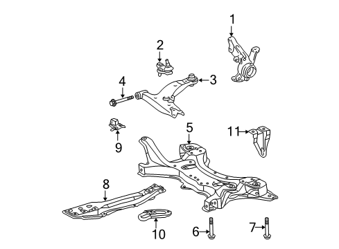 2012 Toyota Corolla Front Suspension Components, Lower Control Arm, Stabilizer Bar Lower Control Arm Diagram for 48069-13010