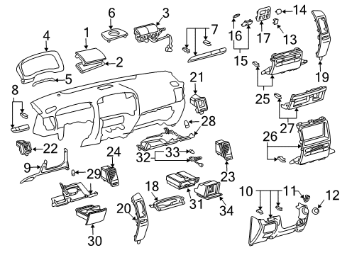 2003 Lexus GX470 Cluster & Switches, Instrument Panel Bulb Diagram for 90981-11018
