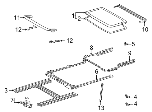 2007 Toyota Matrix Sunroof Sunroof Panel Diagram for 63201-01010