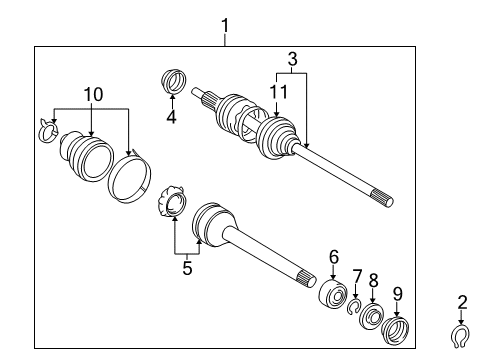 2001 Toyota Camry Drive Axles - Front Inner Joint Diagram for 43040-06040