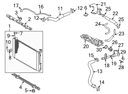 2007 Lexus RX400h Radiator & Components Lower Hose Diagram for 16572-20121