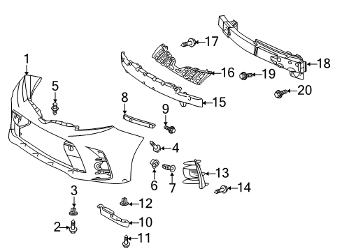 2020 Toyota Sienna Front Bumper Cover Reinforcement Diagram for 52115-08030