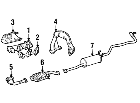 1997 Toyota T100 Exhaust Manifold Front Exhaust Pipe Assembly Diagram for 17410-62140