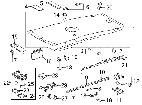 2014 Toyota FJ Cruiser Interior Trim - Roof Headliner Fastener Diagram for 90467-05164-B0