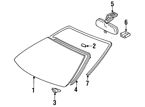 1995 Toyota Celica Windshield Glass, Reveal Moldings Glass, Windshield Diagram for 56111-2B370