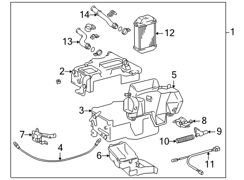 1999 Toyota 4Runner Heater Core & Control Valve Heater Core Diagram for 87107-35060