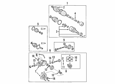 2004 Toyota Matrix Rear Axle, Axle Shafts & Joints, Differential, Propeller Shaft Side Bearings Diagram for 90366-38017