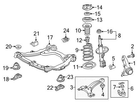 2016 Toyota Camry Front Suspension, Lower Control Arm, Stabilizer Bar, Suspension Components Strut Mount Diagram for 48609-06270