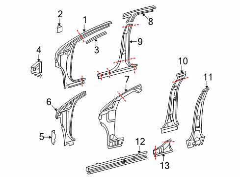 2014 Toyota Venza Center Pillar & Rocker, Hinge Pillar Hinge Pillar Bracket Diagram for 61168-06010