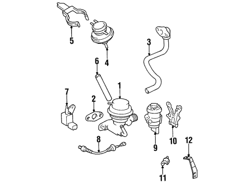 1997 Toyota Paseo Emission Components Valve Assy, EGR Diagram for 25620-11150