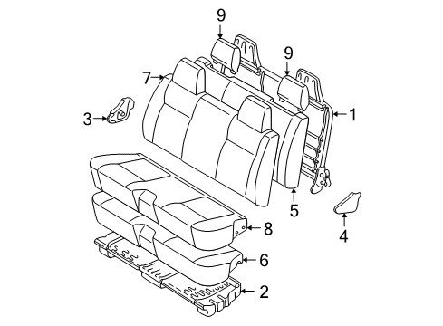 1999 Toyota Tacoma Front Seat Components Cover, Front Seat Cushion(For Bench Type) Diagram for 71071-04051-E1