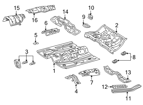 2001 Toyota Corolla Floor & Rails Floor Rail Diagram for 57417-02020