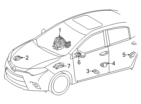 2014 Toyota Corolla Air Bag Components Head Air Bag Diagram for 62170-02190