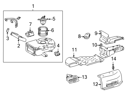 2000 Toyota Sienna A/C Evaporator & Heater Components Heater Assy, Rear Diagram for 87110-08020