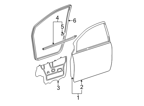 1999 Toyota Sienna Front Door Outer Panel Diagram for 67112-08010