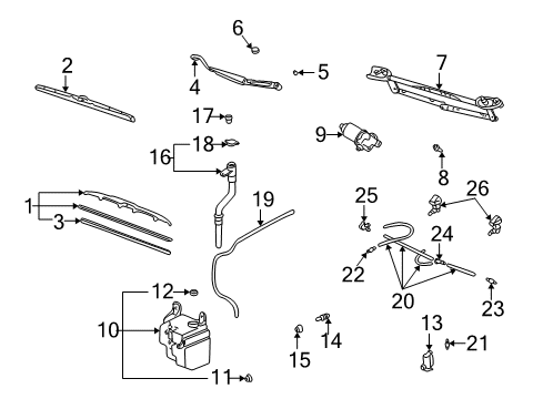2001 Toyota Highlander Wiper & Washer Components Blade Assembly Refill Diagram for 85214-24051