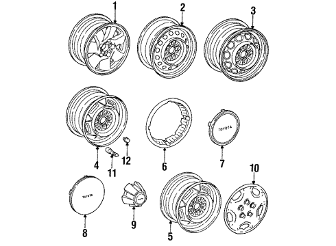 1990 Toyota Pickup Wheels Wheel Hub Ornament Sub-Assembly Diagram for 42603-35250