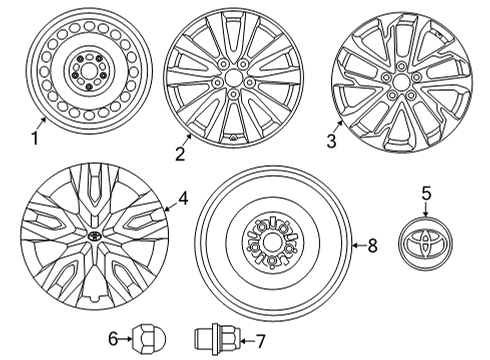 2022 Toyota Corolla Cross Wheels Wheel Nut Diagram for 90942-A1004