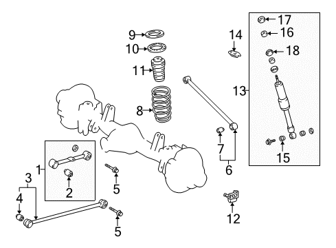 2006 Toyota Land Cruiser Rear Suspension Components, Lower Control Arm, Upper Control Arm, Ride Control, Stabilizer Bar Coil Spring Diagram for 48231-6A780