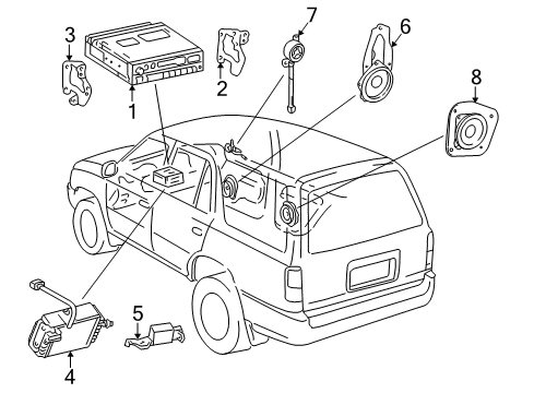 1999 Toyota 4Runner Sound System Amplifier Assy, Stereo Component Diagram for 86280-35070