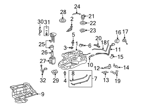 2010 Toyota Highlander Fuel Injection Injector Insulators Diagram for 23291-0V020