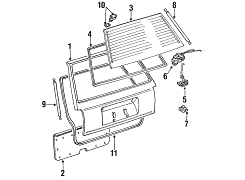 1987 Toyota Cressida Trunk Luggage Compartment Door Lock Assembly Diagram for 64610-22100