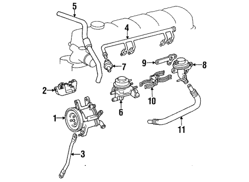 1991 Toyota Land Cruiser A.I.R. System Air Injection Reactor Pump Diagram for 17610-61040