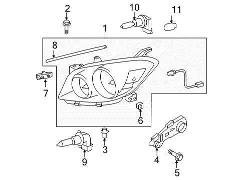 2007 Toyota RAV4 Bulbs Composite Headlamp Diagram for 81170-42371