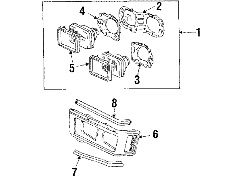 1985 Toyota Van Headlamps Housing Diagram for 81105-87010
